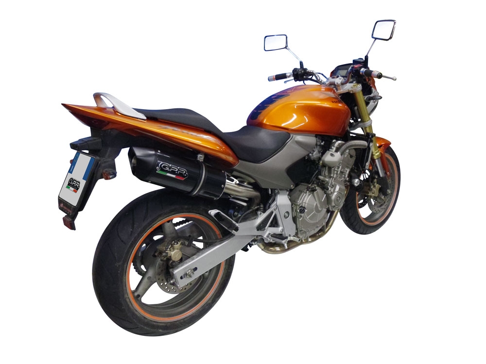 Scarico GPR compatibile con  Honda Hornet Cb 600 F 2003-2006, Furore Nero, Scarico omologato, silenziatore con db killer estraibile e raccordo specifico