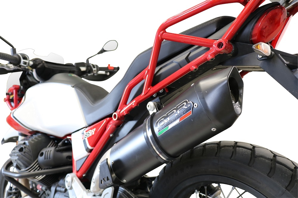 Scarico GPR compatibile con  Moto Guzzi V85 TT 2021-2023, Furore Evo4 Nero, Scarico omologato, silenziatore con db killer estraibile e raccordo specifico