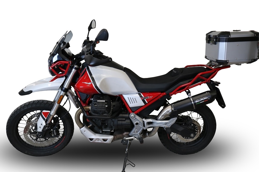 Scarico GPR compatibile con  Moto Guzzi V85 TT 2021-2023, Furore Evo4 Nero, Scarico omologato, silenziatore con db killer estraibile e raccordo specifico