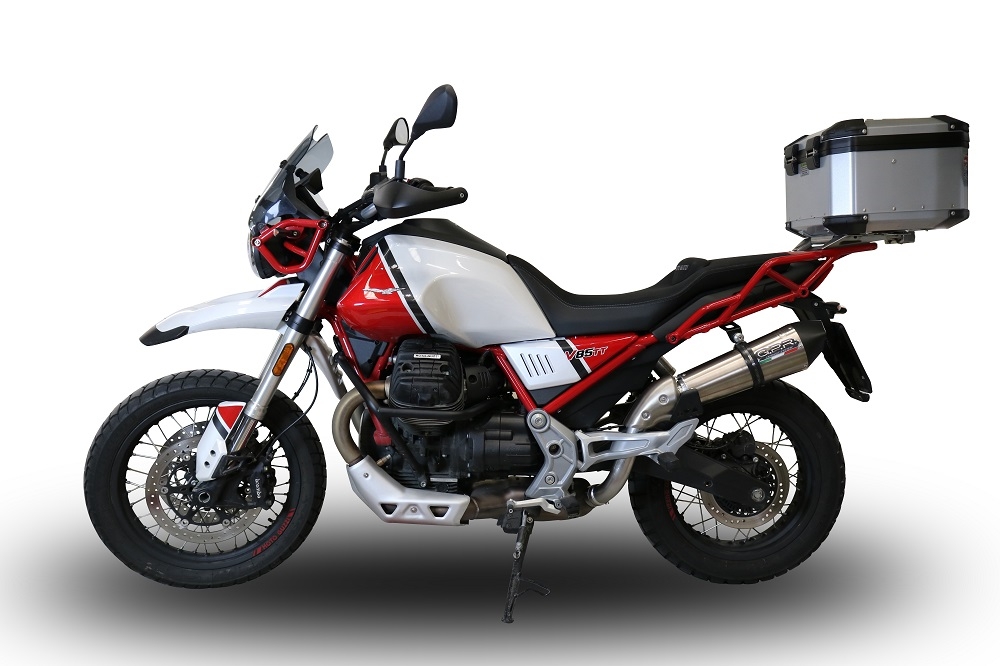 GPR exhaust compatible with  Moto Guzzi V85 TT 2019-2020, New Grand Prix Evo Titanium, Racing slip-on exhaust including link pipe 