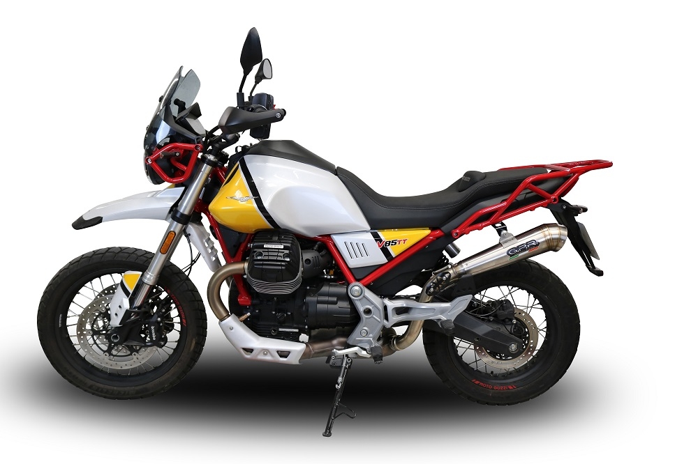 GPR exhaust compatible with  Moto Guzzi V85 TT 2021-2023, Powercone Evo, Homologated legal slip-on exhaust including removable db killer and link pipe 