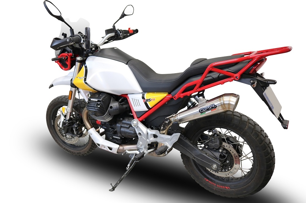 GPR exhaust compatible with  Moto Guzzi V85 TT 2021-2023, Powercone Evo, Homologated legal slip-on exhaust including removable db killer and link pipe 