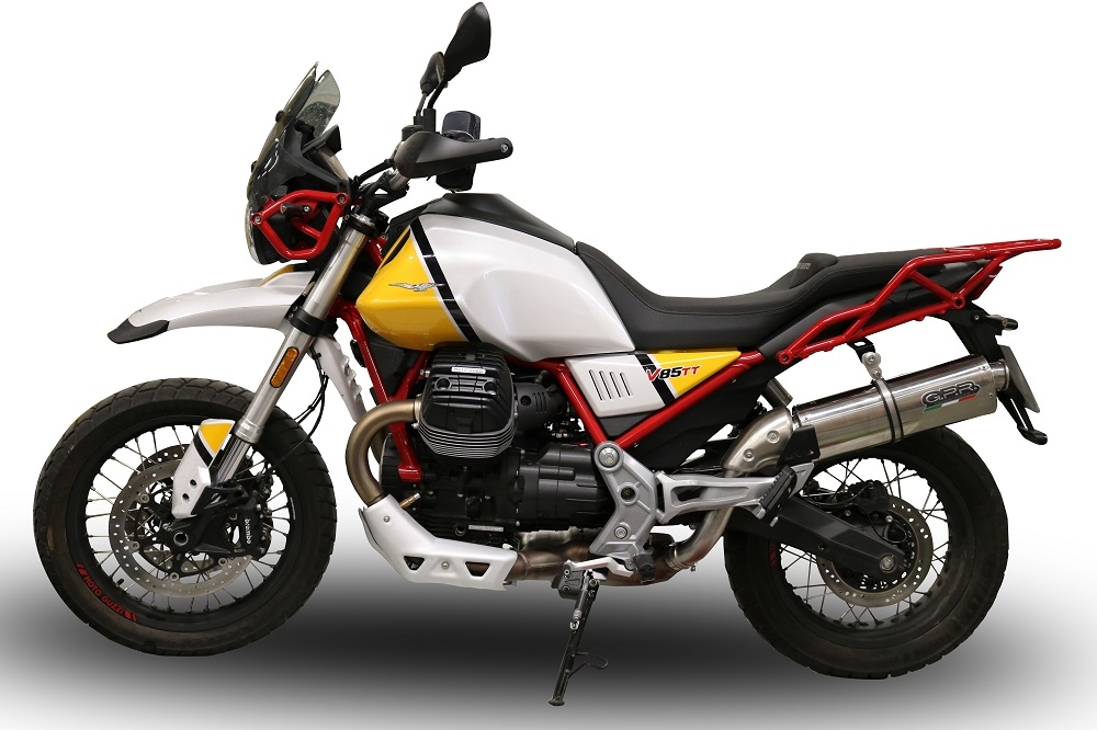 Scarico GPR compatibile con  Moto Guzzi V85 TT 2021-2023, Trioval, Scarico omologato, silenziatore con db killer estraibile e raccordo specifico