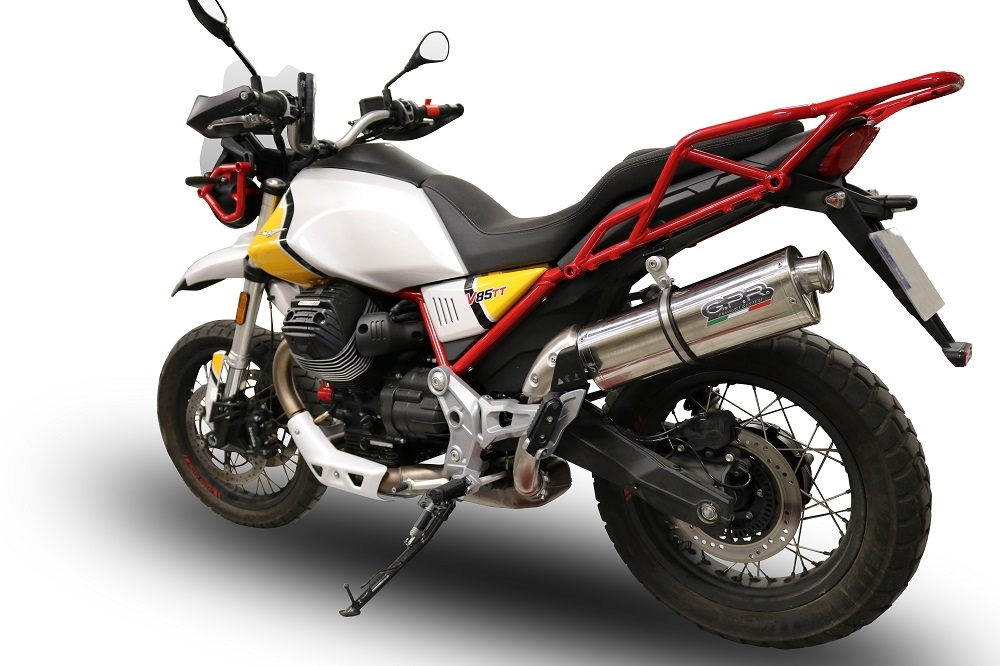 Scarico GPR compatibile con  Moto Guzzi V85 TT 2021-2023, Trioval, Scarico omologato, silenziatore con db killer estraibile e raccordo specifico