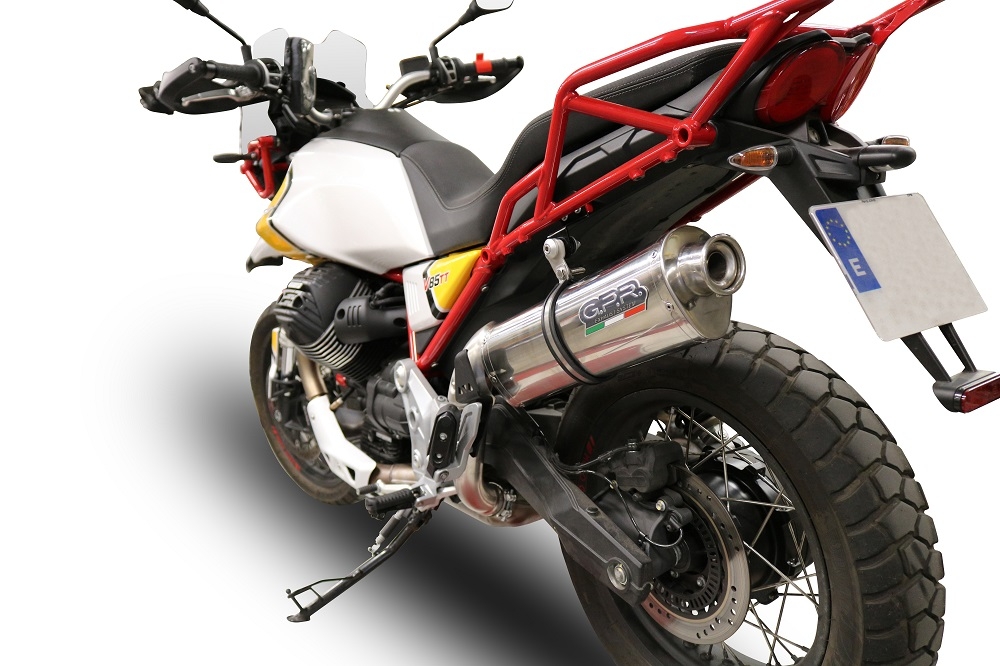 Scarico GPR compatibile con  Moto Guzzi V85 TT 2021-2023, Trioval, Scarico omologato, silenziatore con db killer estraibile e raccordo specifico