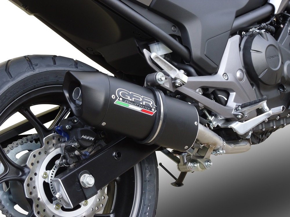 GPR exhaust compatible with  Honda Integra 700 2012-2013, Furore Nero, Homologated legal slip-on exhaust including removable db killer and link pipe 