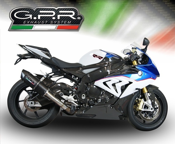 Scarico GPR compatibile con  Bmw S 1000 RR -M  2015-2016, Furore Nero, Scarico omologato, silenziatore con db killer estraibile e raccordo specifico