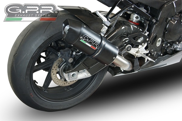 Scarico GPR compatibile con  Bmw S 1000 RR -M  2015-2016, Furore Nero, Scarico omologato, silenziatore con db killer estraibile e raccordo specifico