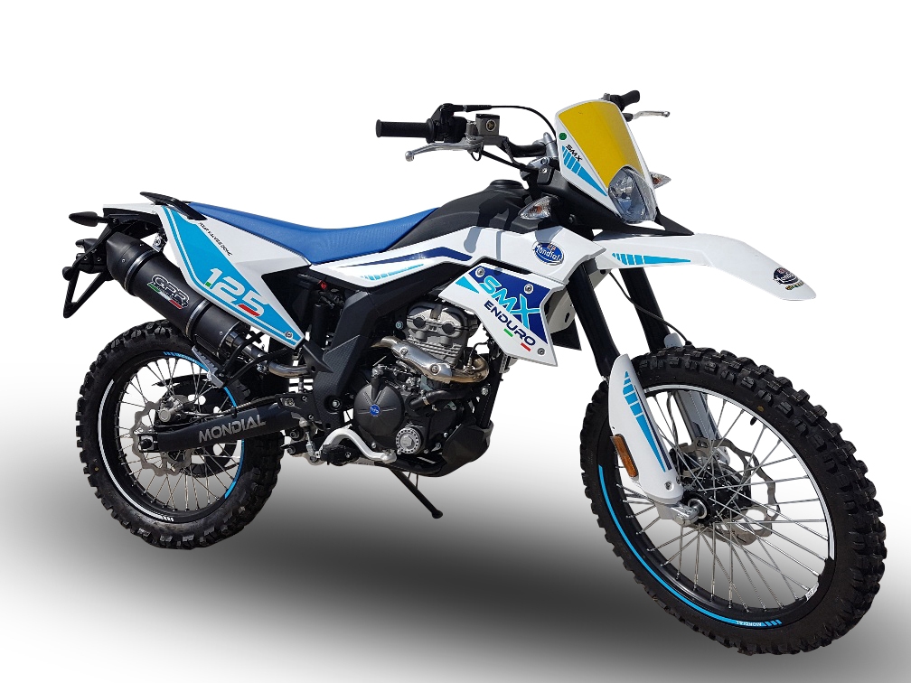 GPR exhaust compatible with  F.B. Mondial Smx 125 Enduro 2021-2023, Furore Evo4 Nero, Homologated legal slip-on exhaust including removable db killer, link pipe and catalyst 