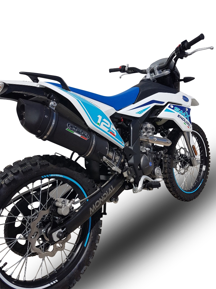 GPR exhaust compatible with  F.B. Mondial Smx 125 Enduro 2021-2023, Furore Evo4 Nero, Homologated legal slip-on exhaust including removable db killer, link pipe and catalyst 