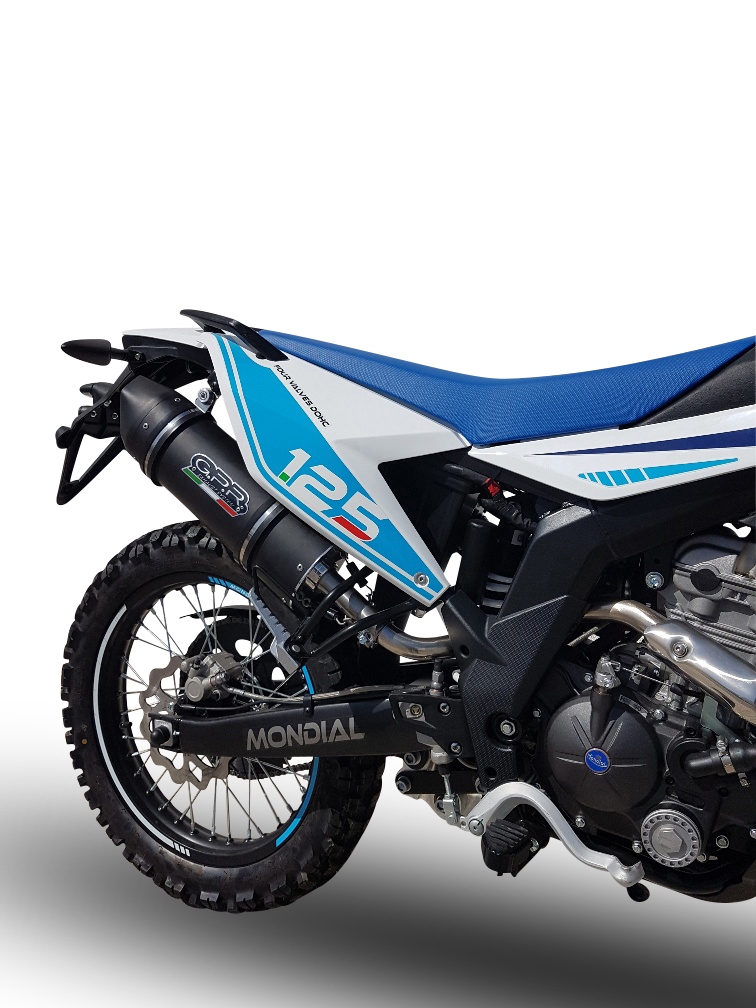 GPR exhaust compatible with  F.B. Mondial Smx 125 Enduro 2021-2023, Furore Evo4 Nero, Homologated legal slip-on exhaust including removable db killer, link pipe and catalyst 