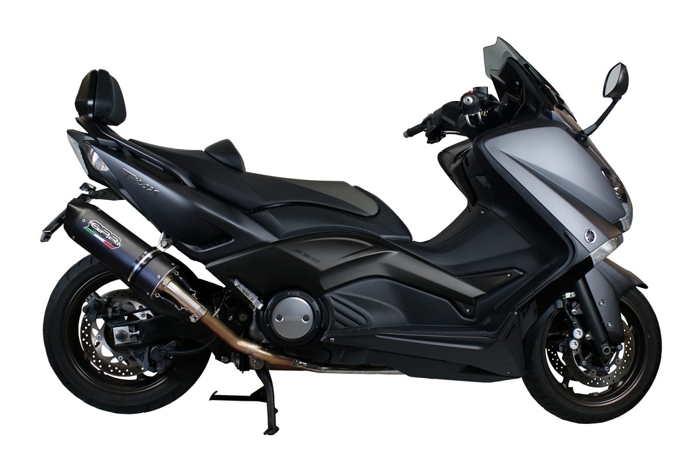 GPR pot echappement compatible avec  Yamaha T-Max 500 2001-2011, Furore Nero, Pot d'échappement complet racing, compris de collecteur et db killer amovible, sans homologation 