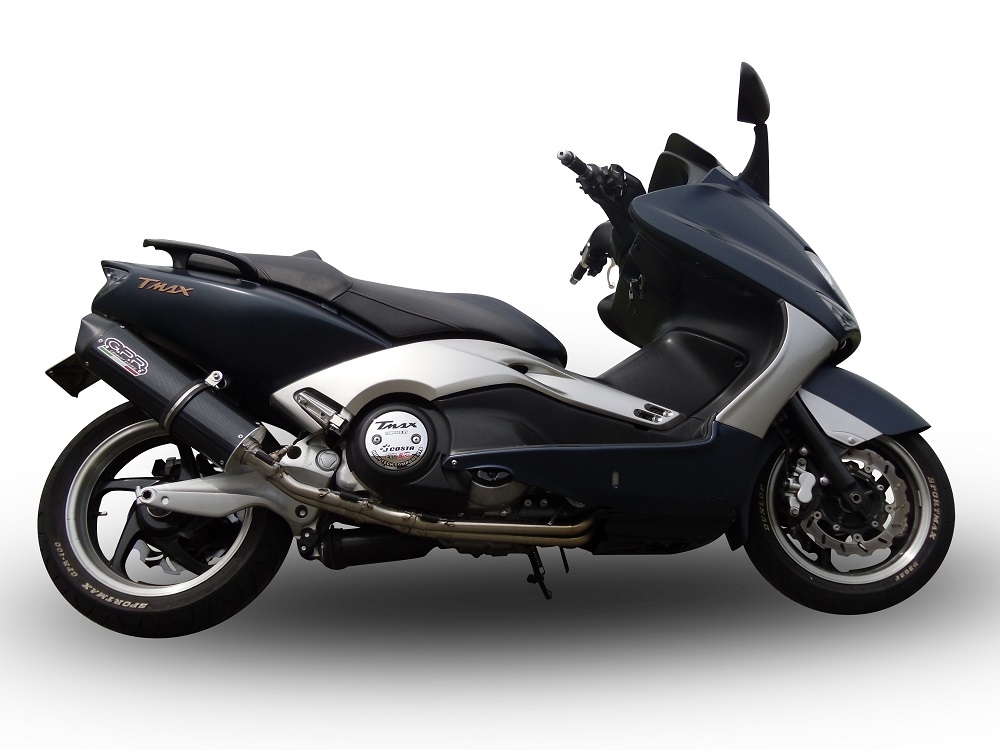 GPR exhaust compatible with  Yamaha T-Max 530 2017-2021, Furore Nero, Racing full system exhaust, including removable db killer 