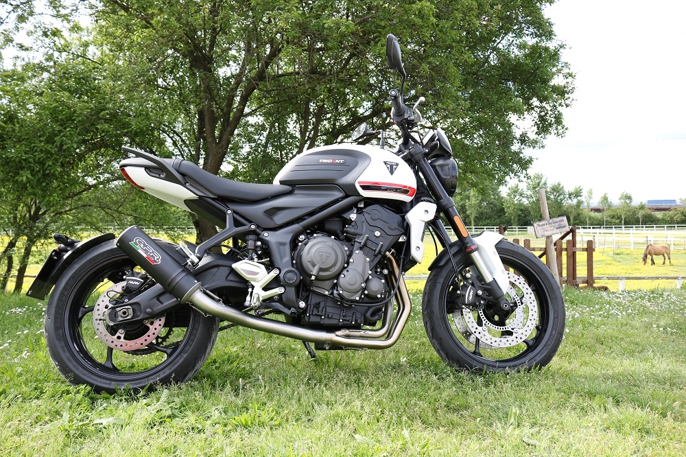 GPR exhaust compatible with  Triumph Trident 660 2021-2024, M3 Black Titanium, Racing full system exhaust, including removable db killer 