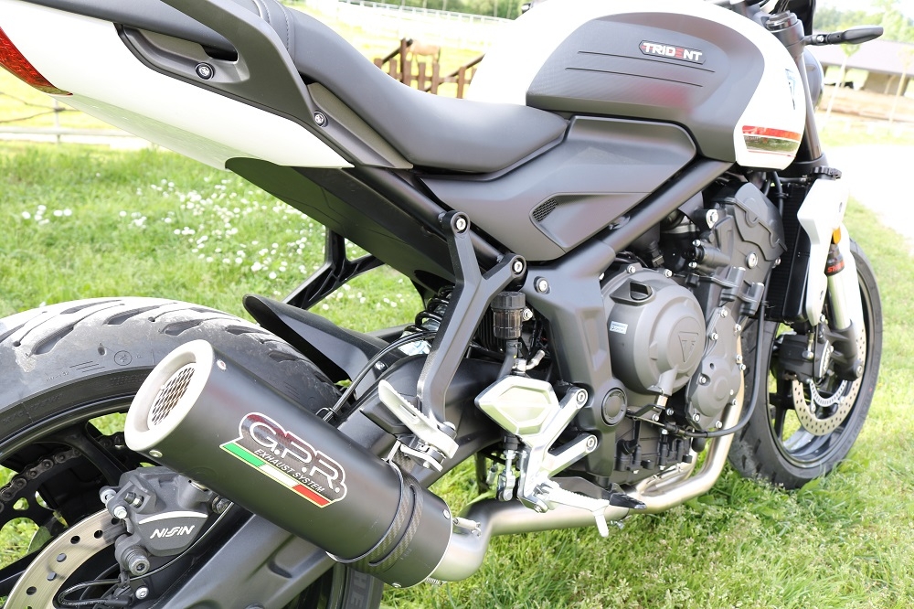 GPR exhaust compatible with  Triumph Trident 660 2021-2024, M3 Black Titanium, Racing full system exhaust, including removable db killer 