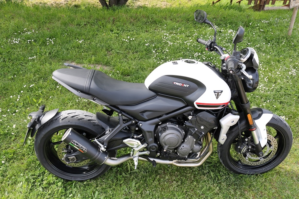 GPR exhaust compatible with  Triumph Trident 660 2021-2024, M3 Black Titanium, Racing full system exhaust, including removable db killer 
