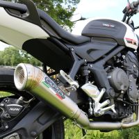 GPR exhaust compatible with  Triumph Trident 660 2021-2024, Powercone Evo, Homologated legal full system exhaust, including removable db killer and catalyst 