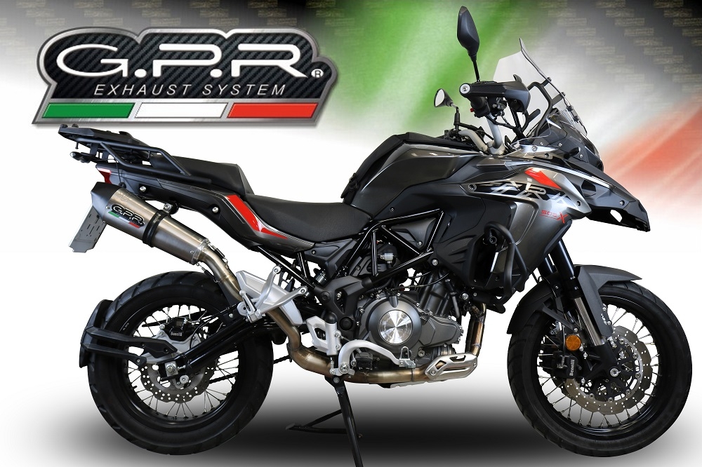 GPR escape compatible con  Benelli Trk 502 X 2017-2020, New Grand Prix Evo Titanium, Escape legal, homologado, silenciador con db killer desmontable y tubo de conexión específico 