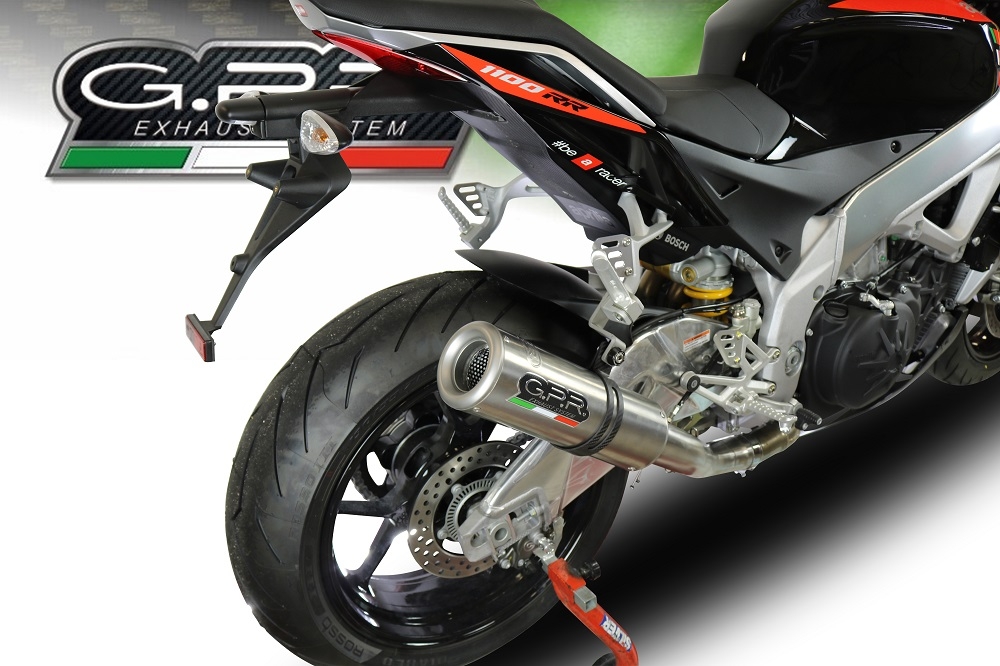 Scarico GPR compatibile con  Aprilia Tuono 1100 V4 Rr 2017-2020, M3 Titanium Natural, Terminale di scarico omologato,fornito con db killer estraibile,catalizzatore e collettore