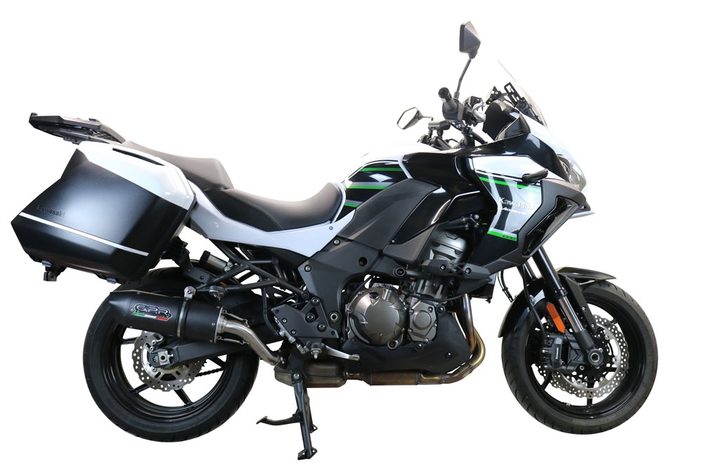 Scarico GPR compatibile con  Kawasaki Versys 1000 I.E. 2021-2024, Furore Evo4 Nero, Scarico omologato, silenziatore con db killer estraibile e raccordo specifico