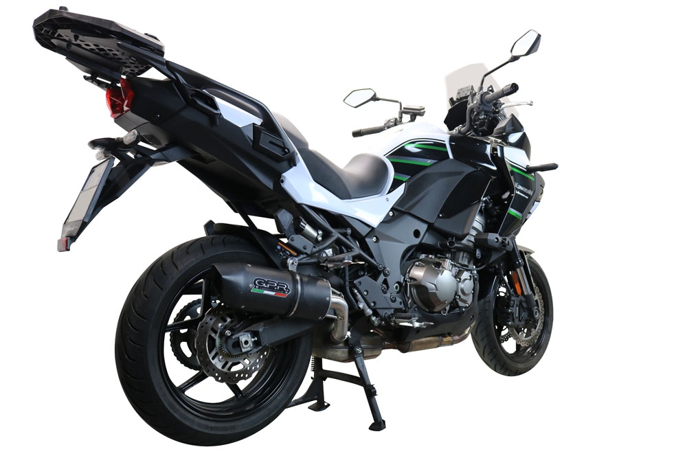 Scarico GPR compatibile con  Kawasaki Versys 1000 I.E. 2021-2024, Furore Evo4 Nero, Scarico omologato, silenziatore con db killer estraibile e raccordo specifico