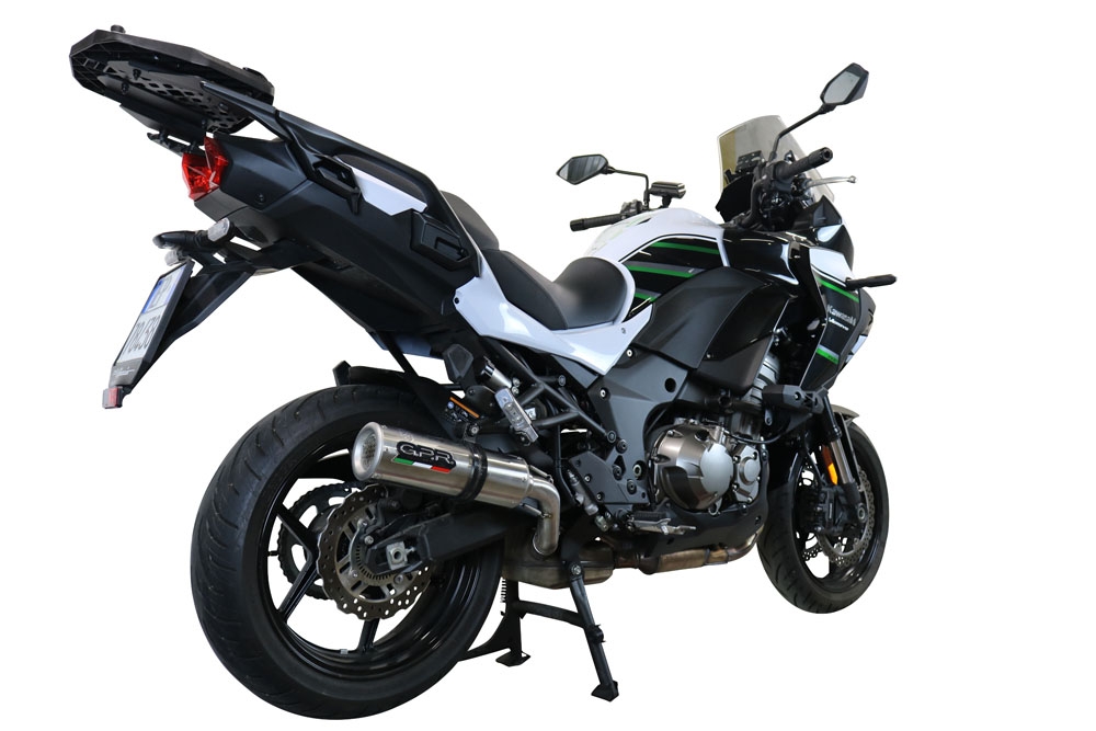 Scarico GPR compatibile con  Kawasaki Versys 1000 I.E. 2021-2024, M3 Inox , Scarico omologato, silenziatore con db killer estraibile e raccordo specifico
