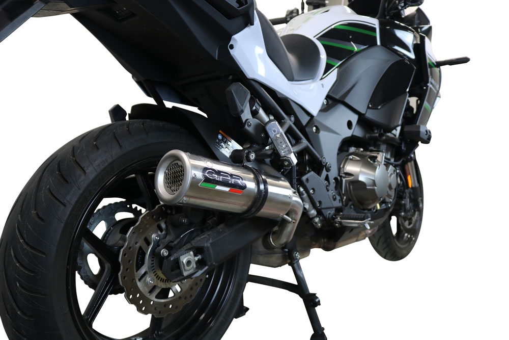 Scarico GPR compatibile con  Kawasaki Versys 1000 I.E. 2021-2024, M3 Inox , Scarico omologato, silenziatore con db killer estraibile e raccordo specifico