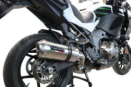 Scarico GPR compatibile con  Kawasaki Versys 1000 I.E. 2021-2024, Satinox , Scarico omologato, silenziatore con db killer estraibile e raccordo specifico