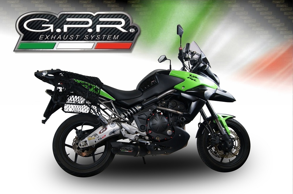 GPR exhaust compatible with  Kawasaki Versys 650 2006-2014, Furore Poppy, Homologated legal slip-on exhaust including removable db killer and link pipe 
