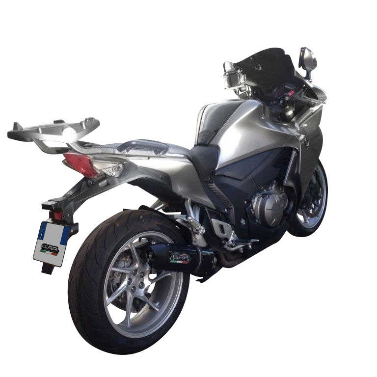 Scarico GPR compatibile con  Honda Vfr 1200 F I.E. 2010-2016, Furore Nero, Scarico omologato, silenziatore con db killer estraibile e raccordo specifico