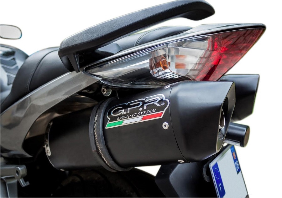 Scarico GPR compatibile con  Honda Vfr 800 V-Tec 2002-2013, Furore Nero, Coppia di terminali di scarico omologati, forniti con db killer removibili e raccordi specifici