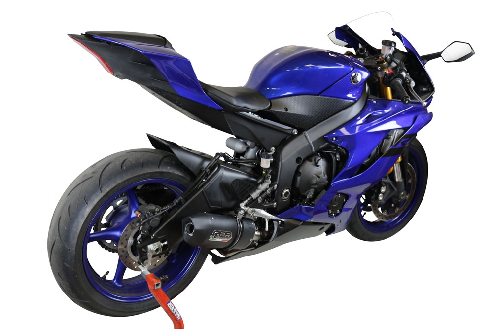 Scarico GPR compatibile con  Yamaha Yzf R6 2017-2024, Furore Evo4 Nero, Scarico omologato, silenziatore con db killer estraibile e raccordo specifico