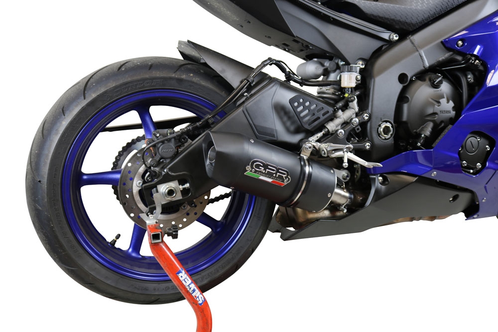 Scarico GPR compatibile con  Yamaha Yzf R6 2017-2024, Furore Evo4 Nero, Scarico omologato, silenziatore con db killer estraibile e raccordo specifico
