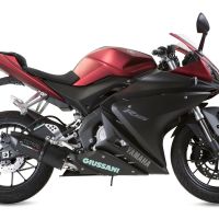 GPR exhaust compatible with  Yamaha Yzf-R 125  2014-2016, Furore Nero, Homologated legal full system exhaust, including removable db killer and catalyst 