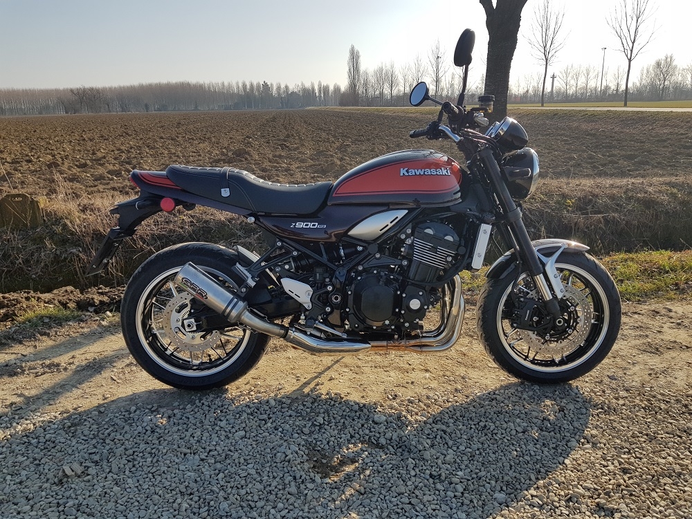 Scarico GPR compatibile con  Kawasaki Z 900 RS 2018-2020, M3 Titanium Natural, Scarico omologato, silenziatore con db killer estraibile e raccordo specifico