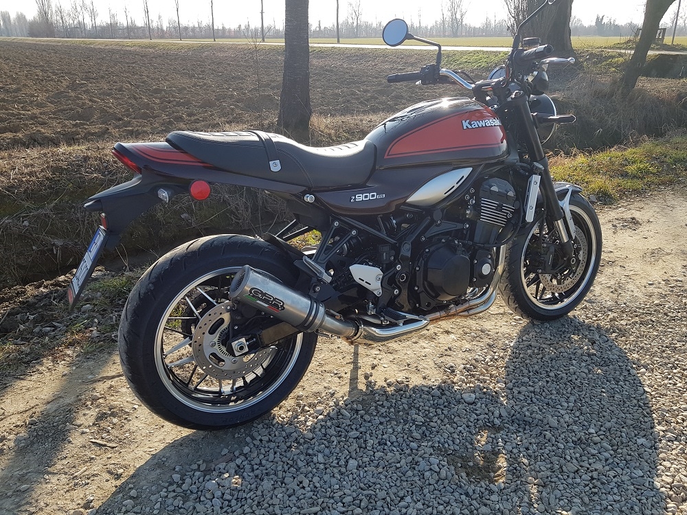 Scarico GPR compatibile con  Kawasaki Z 900 RS 2018-2020, M3 Titanium Natural, Scarico omologato, silenziatore con db killer estraibile e raccordo specifico