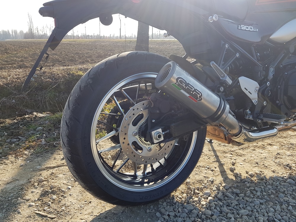 Scarico GPR compatibile con  Kawasaki Z 900 RS 2018-2020, M3 Titanium Natural, Scarico omologato, silenziatore con db killer estraibile e raccordo specifico