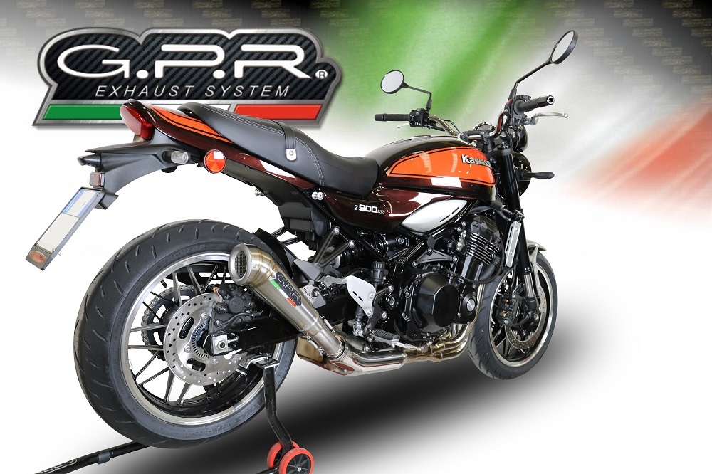 Scarico GPR compatibile con  Kawasaki Z 900 RS 2021-2024, Powercone Evo, Scarico omologato, silenziatore con db killer estraibile e raccordo specifico
