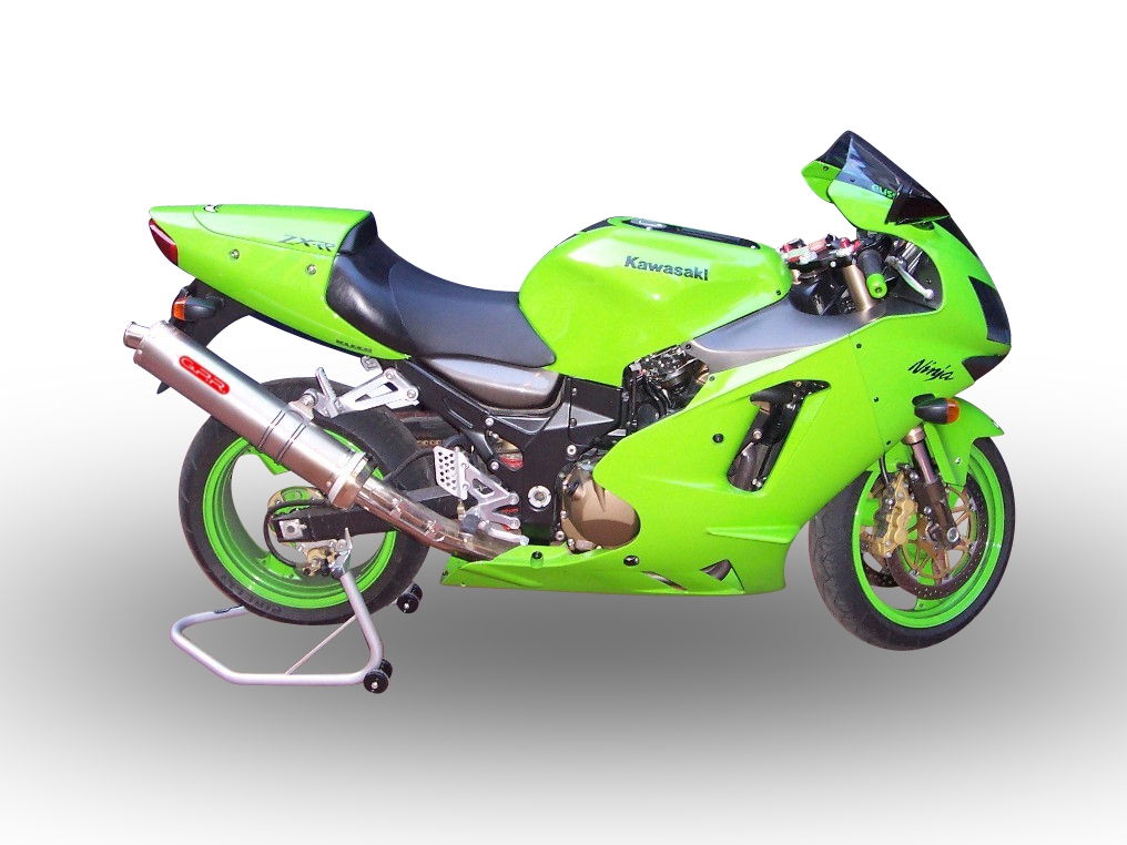 Scarico GPR compatibile con  Kawasaki ZX-12R 2000-2006, Inox Tondo, Silenziatore di scarico omologato, con flangia specifica, con db killer estraibile