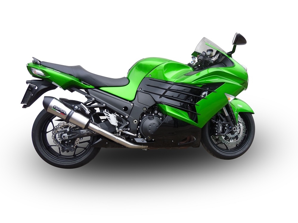GPR pot echappement compatible avec  Kawasaki Zzr 1400 2012-2016, New Grand Prix Evo Titanium, Paire de pot d'échappement homologuées, livrées avec db killer amovible et raccords spécifiques 