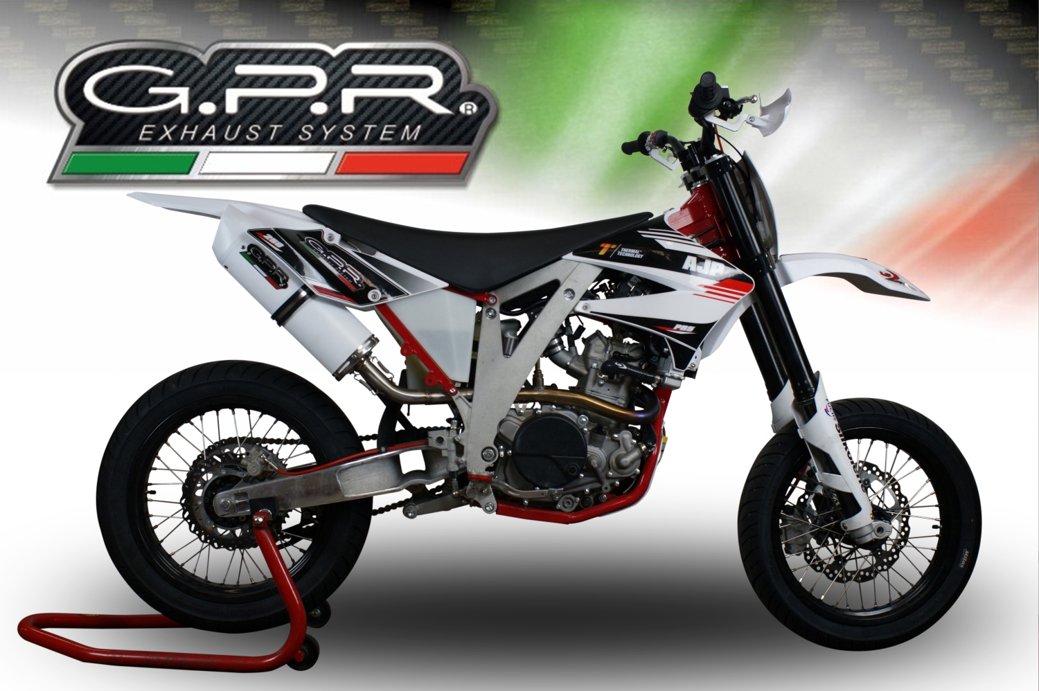 Scarico GPR compatibile con  Ajp PR 5 2015-2018, Albus Ceramic, Scarico omologato, silenziatore con db killer estraibile e raccordo specifico