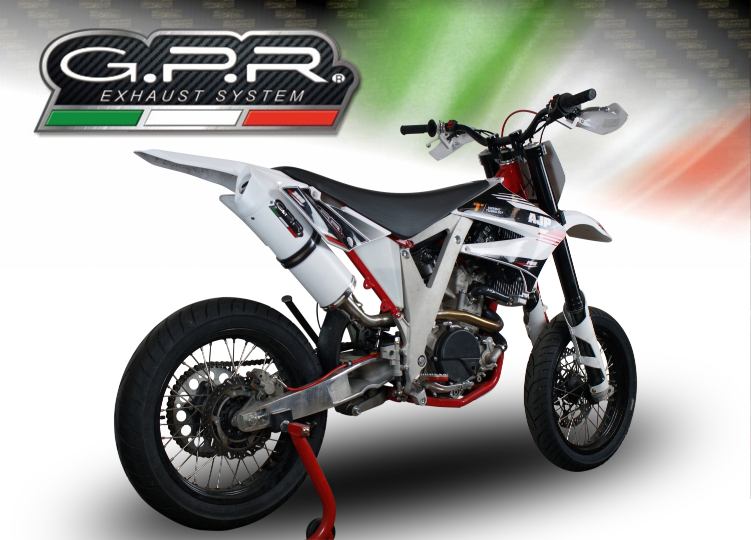 Scarico GPR compatibile con  Ajp PR 5 2015-2018, Albus Ceramic, Scarico omologato, silenziatore con db killer estraibile e raccordo specifico