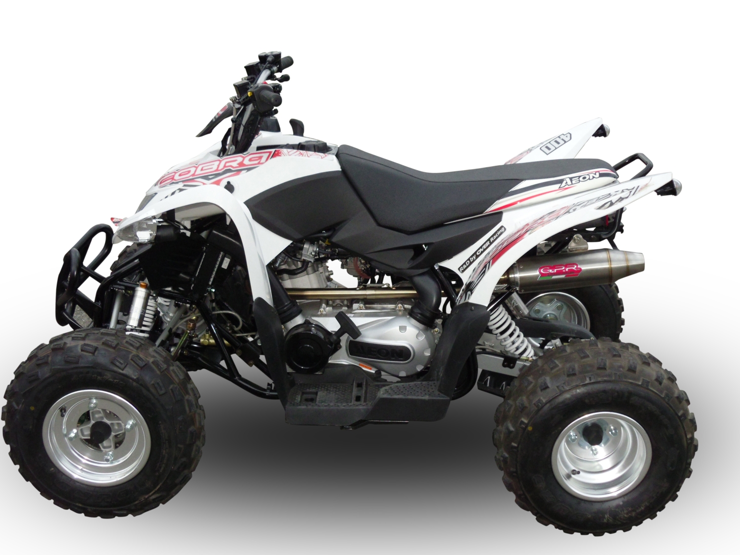 Scarico GPR compatibile con  Aeon Cobra 400 2010-2021, Deeptone Atv, Scarico completo omologato,fornito con db killer estraibile e collettore