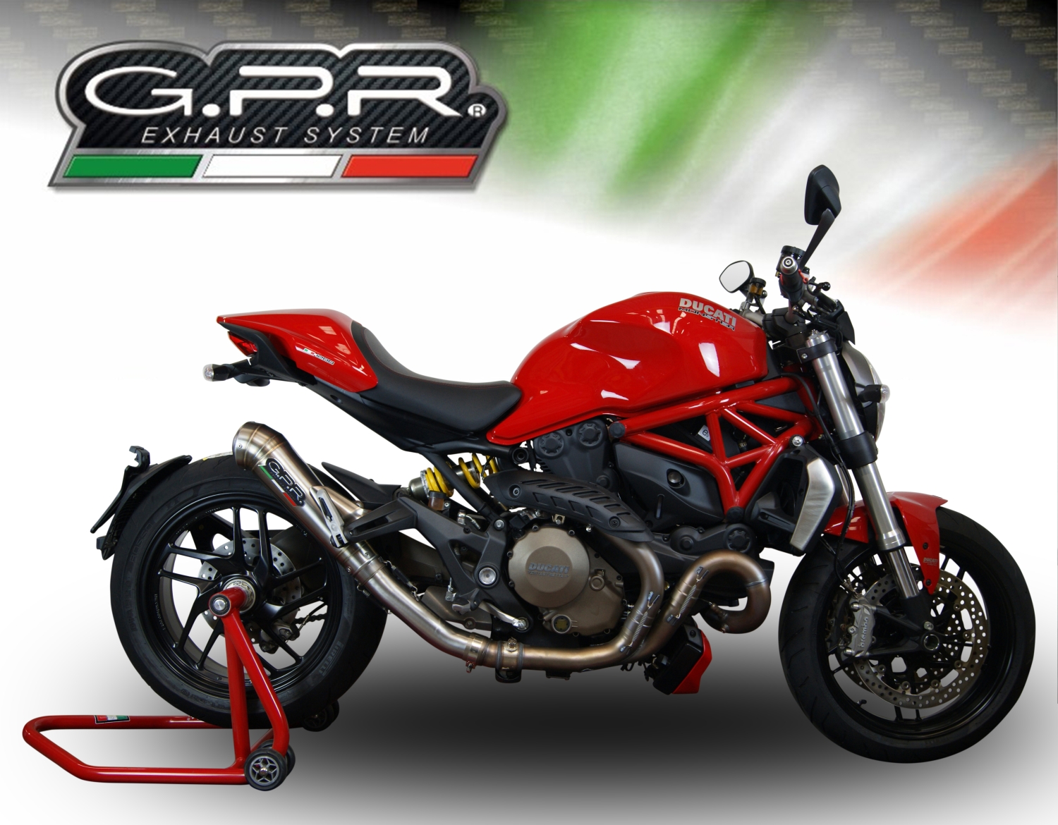 Scarico GPR compatibile con  Ducati Monster 1200 S -R  2014-2016, Powercone Evo, Terminale di scarico omologato,fornito con db killer estraibile,catalizzatore e collettore