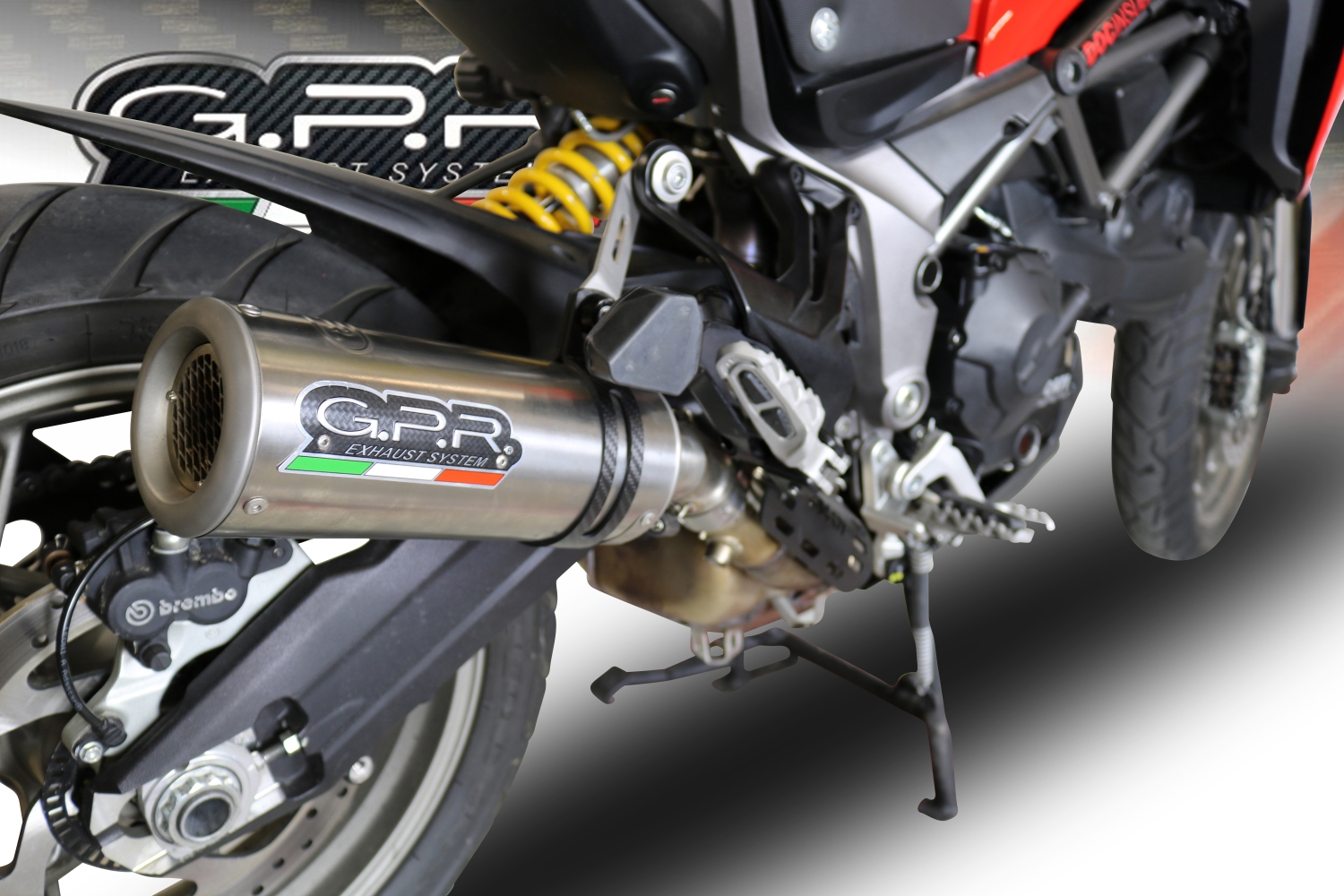 Scarico GPR compatibile con  Ducati Multistrada 950 2021-2024, M3 Titanium Natural, Scarico omologato, silenziatore con db killer estraibile e raccordo specifico