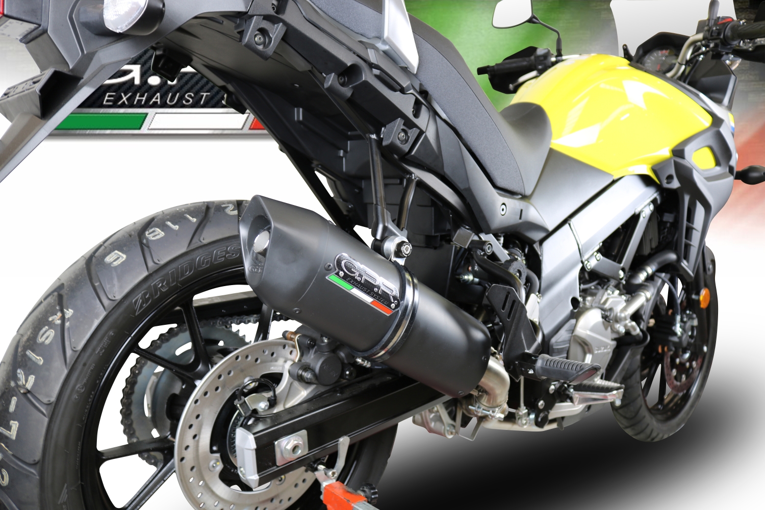 Scarico GPR compatibile con  Suzuki V-Strom 650 2021-2024, Furore Evo4 Nero, Scarico semi-completo omologato,fornito con db killer estraibile,catalizzatore e collettore