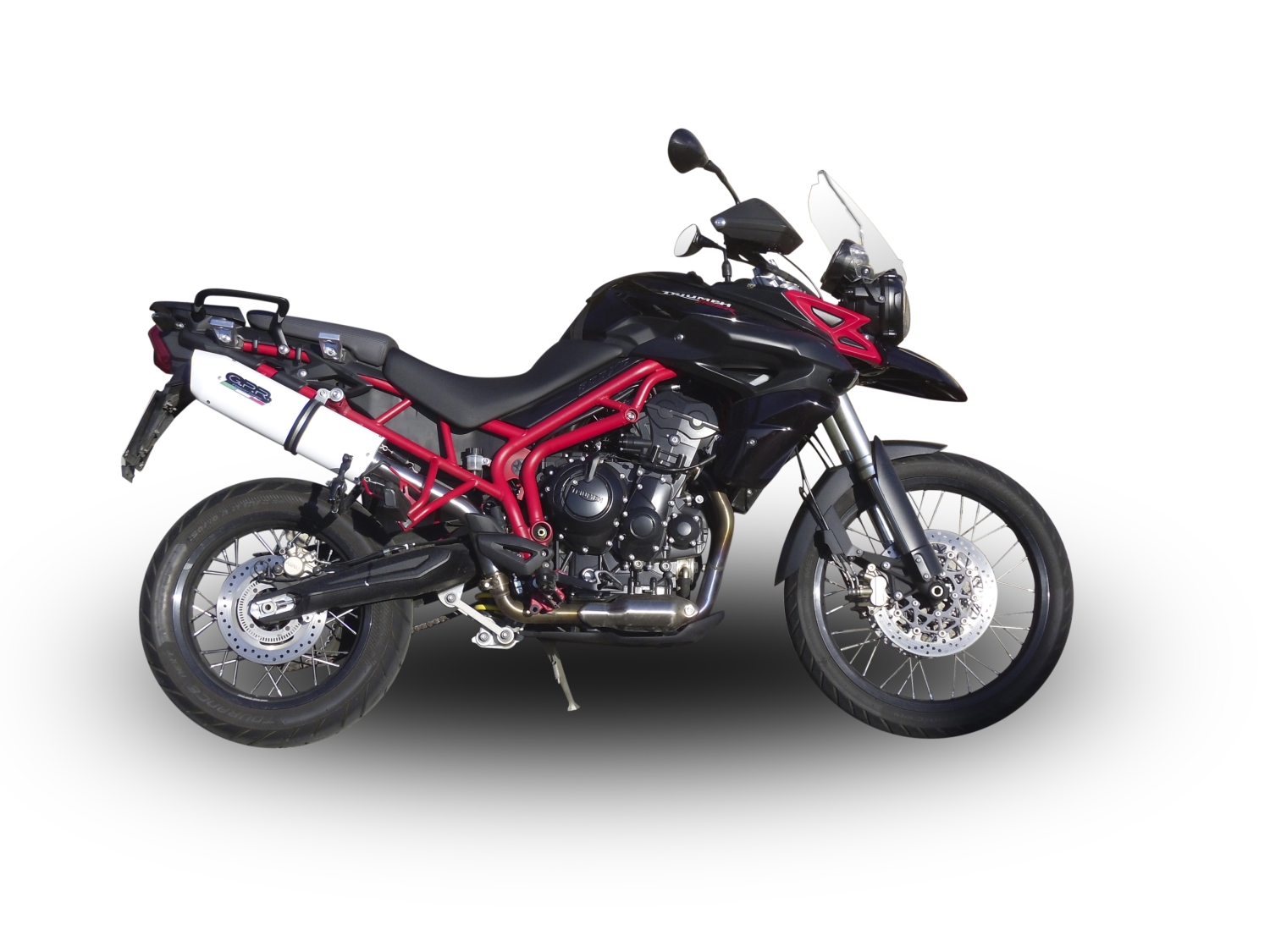 Scarico GPR compatibile con  Triumph Tiger 800 - Xr - Xc - Xrx - Xcx - Xrt - Xca 2011-2016, Albus Ceramic, Scarico omologato, silenziatore con db killer estraibile e raccordo specifico