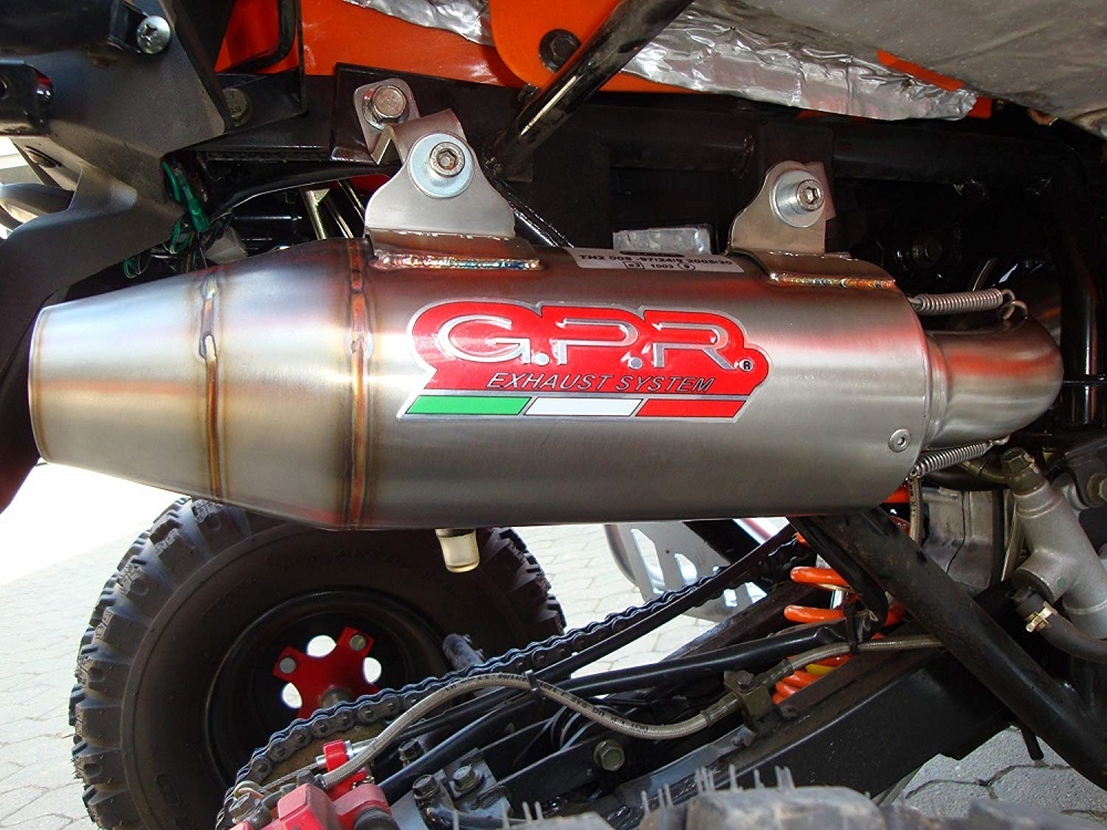 Scarico GPR compatibile con  Adly 500 Hurricane S 2005-2021, Deeptone Atv, Scarico omologato, silenziatore con db killer estraibile e raccordo specifico
