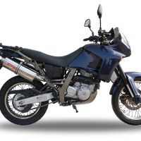 Scarico GPR compatibile con  Aprilia Pegaso 3 650 -Pegaso i.e. 1997-2000, Trioval, Coppia di terminali di scarico omologati, forniti con db killer removibili e raccordi specifici
