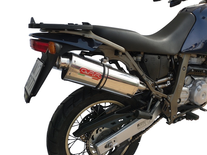 Scarico GPR compatibile con  Aprilia Pegaso 3 650 -Pegaso i.e. 1997-2000, Trioval, Coppia di terminali di scarico omologati, forniti con db killer removibili e raccordi specifici